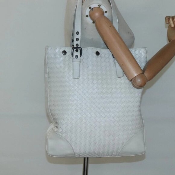 BOTTEGA VENETA INTRECCIATO Tote Bag Leather White Auth bs25990 - Picture 3 of 16
